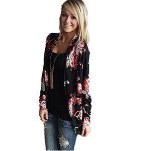 Floral long sleeve cardigan
